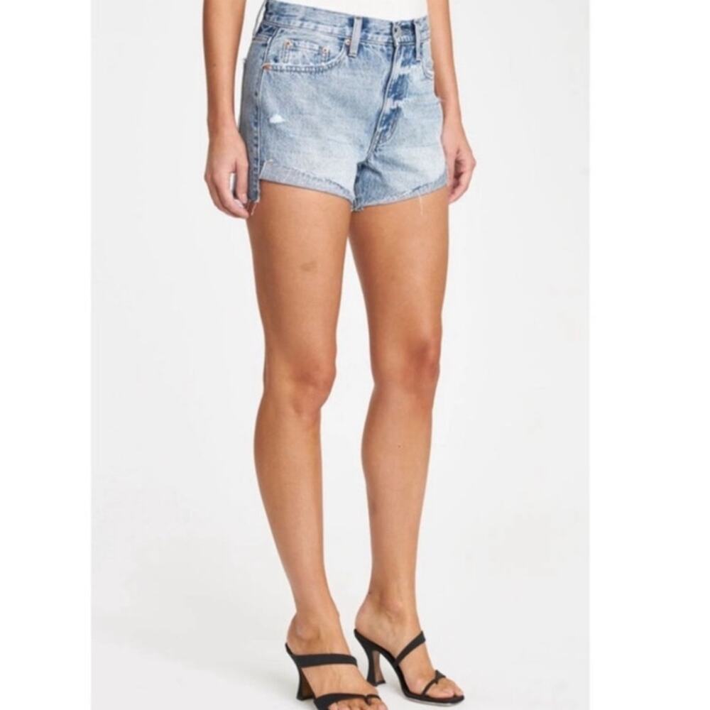 NWT Pistola Nico High Rise Mom Cuffed‎ Denim Shorts Light Wash Size 27